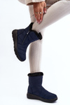Women's snow boots with zipper and fur lining navy blue Zeuna