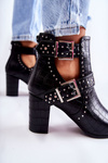 Women's Boots On A Heel With Studs Black Kelin