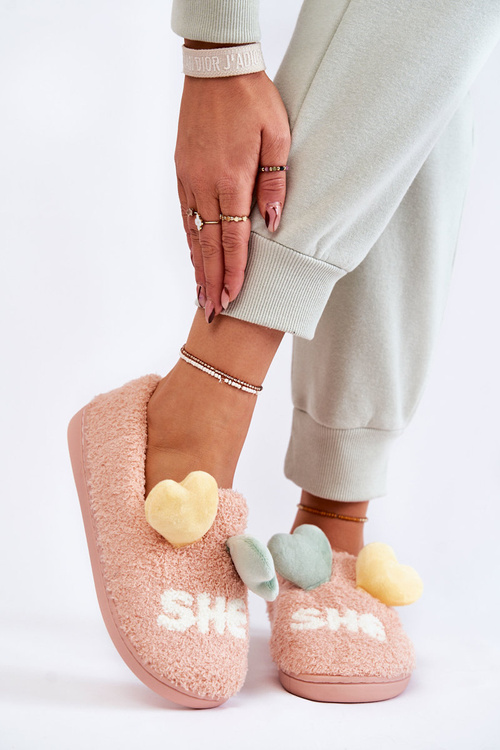 Women's Slippers With Hearts Pink Alasca 