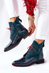 Leather Boots With A Crocodile Pattern Green Cheyenne