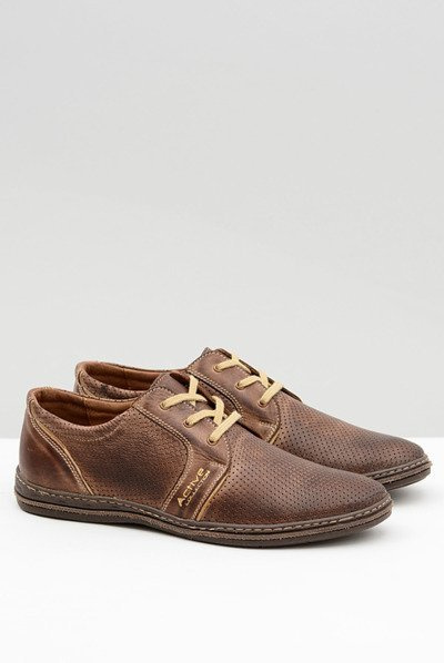 Men's Leather Lace-up Brown Openwork Markos Half Boots