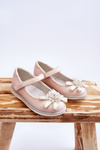 Children's Velcro Ballerinas With Decorative Flower Pink Freya
