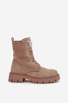 Women's work boots with crystals on the tongue beige Rosira
