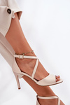 Sandals With Intertwined Straps On A Stiletto Pearl Beige Sergio Leone SK432