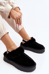 Leather Suede Slippers Women On Platform With Fur Black Sophienne