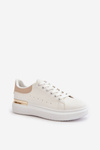 Low Women's Platform Sneakers Made Of Eco Leather White-Beige Nevelena