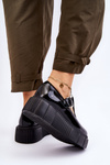 Fashionable Lacquered shoes on a massive platform Black Colson
