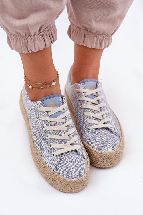 Womens Platform Sneakers With Weaving Lee Cooper LCW-25-02-3284 Light Beige