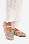 Mesh Espadrilles With Embroidery On Platform Beige Laxisa
