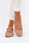 Ballet Flats With Strap Eco Suede Beige Arrivara