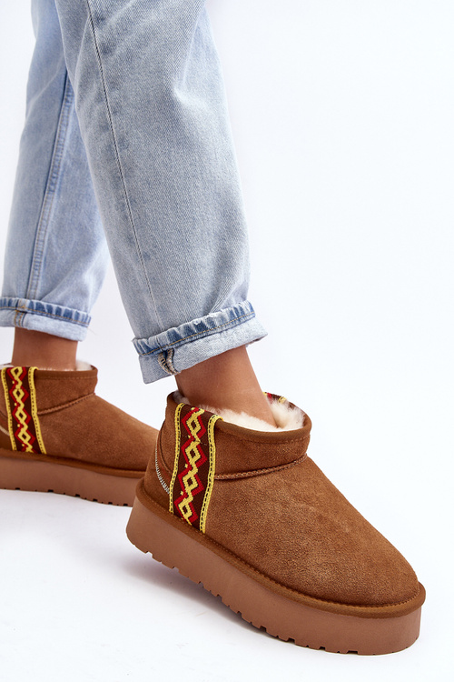 Leather Suede Snow Boots Women On Thick Sole Camel Vebissat