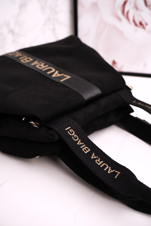 Shopper Shoulder Bag LAURA BIAGGI Suede Black