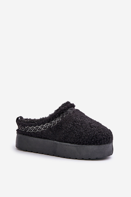 Damskie Śniegowce Z Futerkiem Typu Baranek Na Platformie Czarne Mesirra