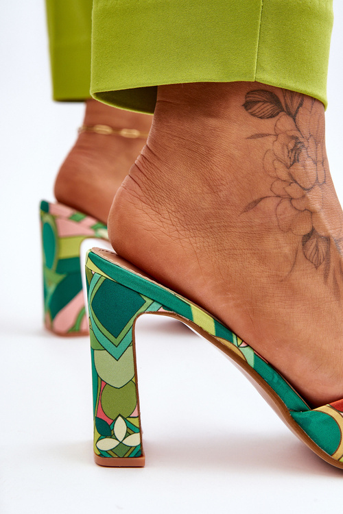 Women's Patterned Heel Slippers Green Adelise