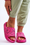 Fashionable women's slippers on a massive platform fuchsia Lorette