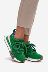 Suede Women's Sneakers On Platform With Thick Lacing Artiker 55C0136 Green