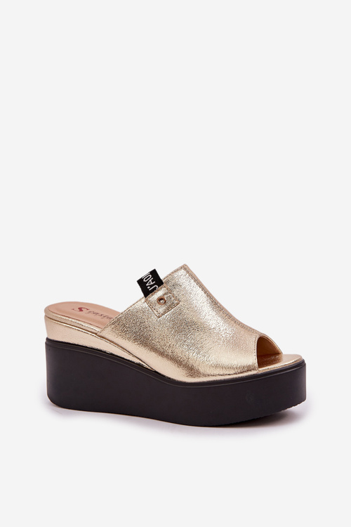 Platform And Wedge Sandals Eco Leather Gold Eridoria