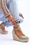 Women's Lace Up Wedge Sandals Green Bethany