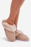Women's slippers with beige fur Carisse