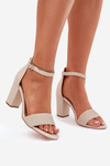 Women's Heeled Sandals with Braided Strap Beige Asdine