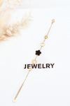 Women's Bracelet With Flowers Gold-Black