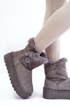 Women's Platform Snow Boots with Faux Fur Gray Wikas