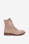 Decorated Flat Heel Boots Eco Suede Insulated Light Beige Ellieo