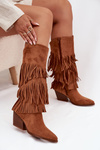 Insulated Cowboy Boots Women's With Fringes Camel Brivina