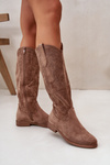 Ladies Cutout Boots Brown S.Barski HY42-132