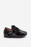 Black Glossy Children's Ballerina Flats With Velcro Strap And Bow Olessa