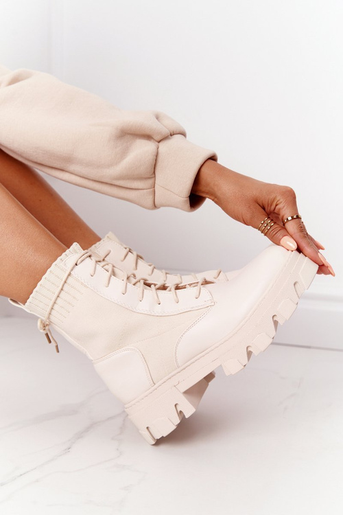Women's Platform Boots Beige My Need