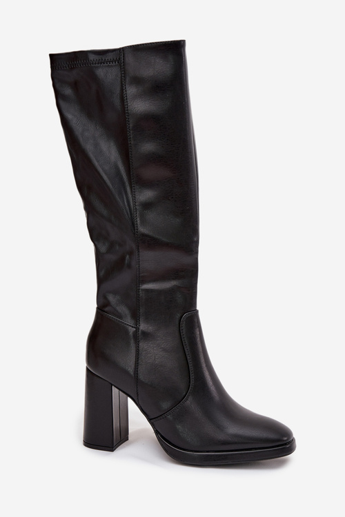 Women's Heeled Boots Made of Eco Leather Insulated Black Lyvella