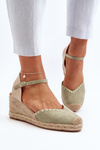 Suede Sandals Espadrilles With Wedge And Braided Detail Green Raylin