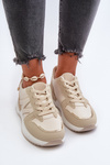 Women's Beige Faux Leather Sneakers Kaimans