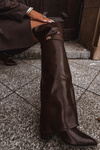 Kozaki Wywinięta Cholewka Za Kolano Obcas Słupek Ocieplane Brązowe Serelle