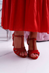 Women's Suede Sandals Red Silela