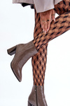 Leather Lacquered Boots on Heel SBarski MR870-58 Dark Beige