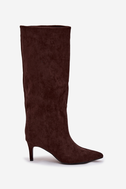 Women's Slip-On Insulated Boots on High Heel Chocolate Olivienne