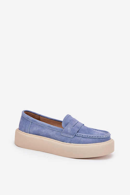 Ladies Suede Moccasins On Platform Vinceza 79535 Blue