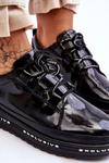 Black Platform Women's Glossy Sneakers S.Barski LR592B
