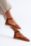 Zazoo 40378 Flat Women's Leather Sandals Brown