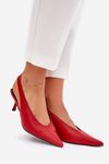 High Heels With Open Heel Eco Leather Red Aricandia