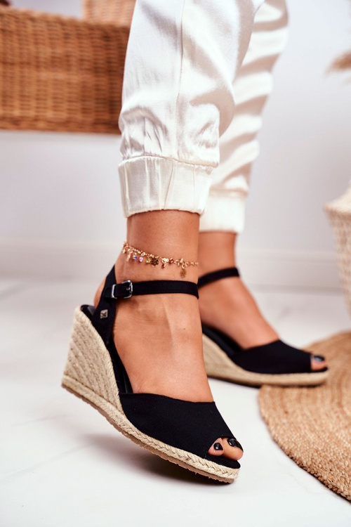 Women's Sandals On Wedge Heel Big Star Black DD274A209