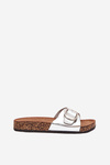 Women's Cork Platform Slippers With Buckle Silver Vianara