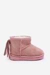 Children's Fleece-Lined Fringed Snow Boots Pink Mikyla