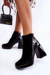 Suede Boots On High Heel Geometric Pattern Black Alienore