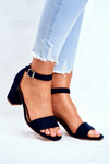 Suede Sandals On A Block Heel Vinceza 20-17058 Navy