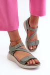 Women's Comfortable Green Velcro Sandals Eladora