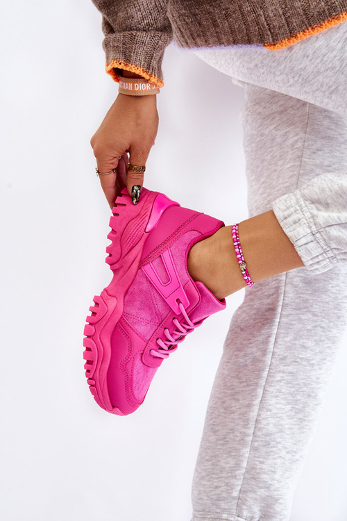 Buty Sportowe Sneakersy Modne Fuksja Frezio