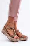 Women's Wedge Sandals with Braided Detail S.Barski MY291 Beige
